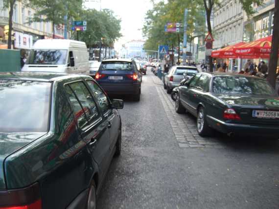 Schwerste Strecke der Fahrt: Mariahilferstrasse und West-Bf extrem fahrradunfreundlich