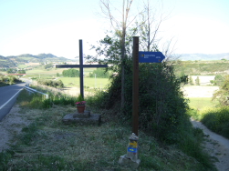 Blick zurck, ab hier geht es durch Muruzabal der Fahrstrasse entlang